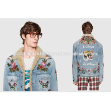 2017 embroidered custom made Jeans jacket fashion wear for men and women wholesale